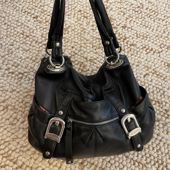 b. markowsky Leather Two Handled Shoulder Bag Black - Picture 7 of 17